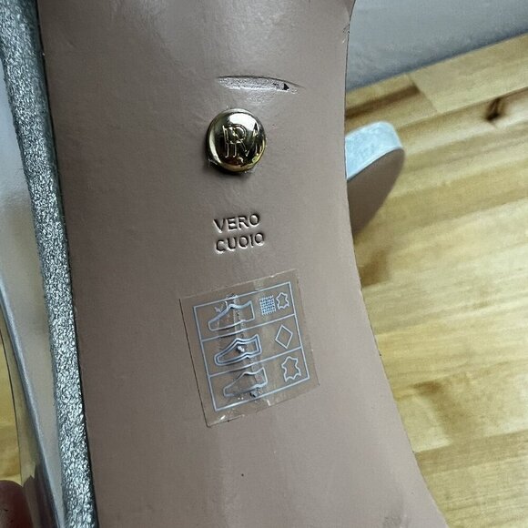 Pelle Moda Pumps Strappy Studded Stilettos Sparkly Silver Karisa Heels Size 9 - Picture 12 of 16